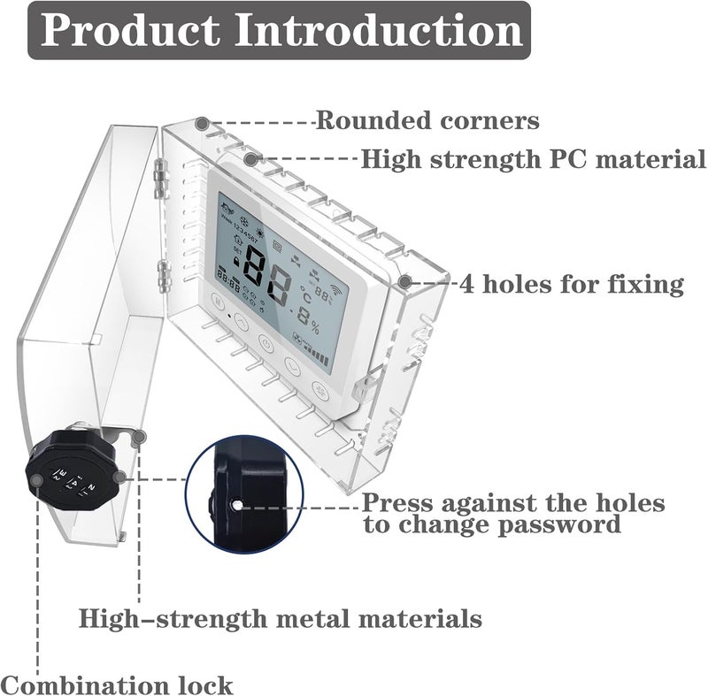 PILISPARK 2PC Thermostat Lock Box,Thermostat Cover with Lock,PC Wall Thermostat Lockbox,Fits Thermostats 4.8" H x 6" W or Smaller,Mainly for Home Thermostat - Image 3
